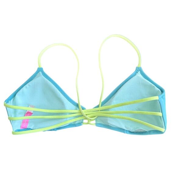 VICTORIA’S SECRET Vibrant Turquoise and Yellow Strappy Bikini Top Sz M - Picture 4 of 10